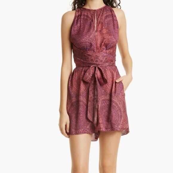 NWT Ted Baker Odesia Purple Pink Romper Print Wrap Front Size 8 - Picture 3 of 16